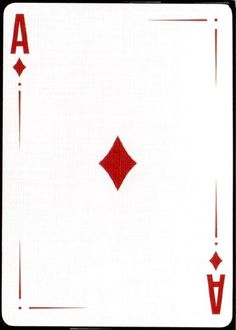 a red and white playing card with three diamonds