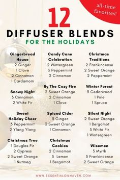 Christmas Diffuser Blends, Essential Oil Diffuser Recipes, Essential Oil Mixes