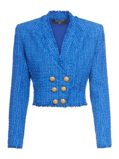 Cropped Tweed Blazer, Balmain Tweed, Tweed Cropped Jacket, Balmain Jacket, Tweed Blazer Women, Balmain Clothing, Blue Tweed, Chic Leather, Tweed Skirt