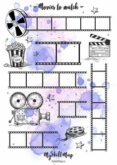 a film strip with movies to watch written on it