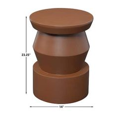 an image of a brown stool with measurements