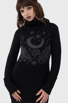 Moonflower Sweater | Killstar Comfy Goth, Goth Sweater, Witchy Outfits, Diy Couples Costumes, Corporate Goth, Witch Fashion, Witchy Stuff, Halloween Sweater, Christmas Inspo