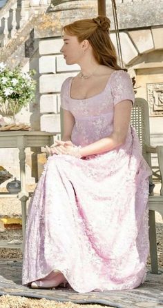 Bridgerton Daphne Pink Dress With Star Sequins - Regency Era Pink Sati – WonderlandByLilian