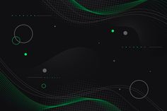 an abstract black background with green lines and circles