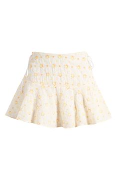 Dainty flowers tumble across this statement-making skirt cut with lace-up sides in a stem-baring length for modern appeal. Hidden back-zip closure Lined 95% polyester, 5% elastane Dry clean Imported Spring Flared Skirt With Drawstring, Making Skirt, Dainty Flowers, Fabric Gift Bags, Fabric Gifts, Free Fabric, Anniversary Sale, Fit Inspo, Print Gifts