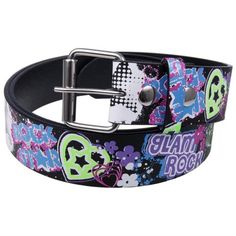 This genuine black leather belt is printed with a flashy glam rock graphic with neon hearts, stars, flowers and splatters. A motley, vibrant print makes for a great accessory for anyone with a love for the loud! Size: XL.  Gender: female.  Age Group: adult. Scene Emo Fashion, Neon Hearts, Scene Accessories, Scene Core, Scene Emo, Emo Fashion