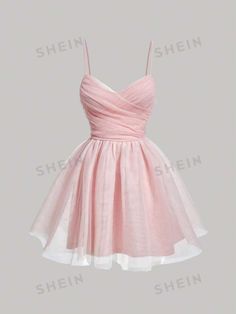 Free Returns ✓ Free Shipping✓. SHEIN MOD Solid Ruched Bust Mesh Overlay Pink Cami Dress- Women Short Dresses at SHEIN. Pink Confirmation Dresses, Pink Grad Dresses Short, Pink Damas Dresses, Pink And Black Dress Outfit, Prom Dresses Ideas Short, Baby Pink Short Dress, Pink Hoco Dress Short, Pink Dress Shein, Preppy Party Outfit