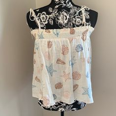 Brand New Beach Print Crop Top; Adjustable Tie Straps; Rayon/Linen Material Print Crop Tops, Beach Print, Print Tops, Loft, Bridal Shower, Crop Tops, Brand New, Womens Tops, Women Shopping