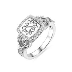 Women's Engraved Classic Monogram Ring Rings Graduation, Silver Monogram, Engraved Initials, Classic Monogram, Monogram Ring, Sister Wife, Custom Ring, Monogram Necklace, Initial Ring