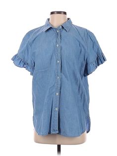 J.Crew Short Sleeve Button Down Shirt Size: 2 Tops - used. 100% COTTON | J.Crew Short Sleeve Button Down Shirt: Blue Tops - Size 2 Light Wash Buttoned Top With Short Sleeves, Light Wash Short Sleeve Tops With Buttons, Light Wash Tops With Buttons And Short Sleeves, Medium Wash Short Sleeve Top With Buttons, Medium Wash Short Sleeve Top With Button Closure, J Crew Shorts, Blue Shorts, Short Sleeves Tops, Button Downs