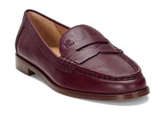 PRICES MAY VARY. A sophisticated staple, the Wynnie loafer is rendered in supple nappa leather and debossed with a subtle “LRL” logo at the vamp for a signature Lauren Ralph Lauren finish. 0.75" (20 mm) heel height. Almond-shaped toe. Slip-on styling. Imported. Clean by a leather specialist. Upper and lining: leather. Buffed leather outsole. Padded insole. Red Loafers Outfit Women, Red Loafers Outfit, Best Loafers, Pinot Noir, Ralph Lauren Womens, The Vamps, Nappa Leather, Sophisticated Style, Leather Slip Ons