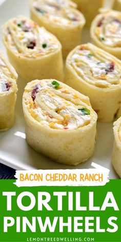 small tortilla pinwheels with bacon and cheddar ranch in the middle