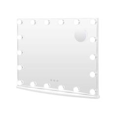 an image of a vanity mirror with lights on the sides and round holes in the middle