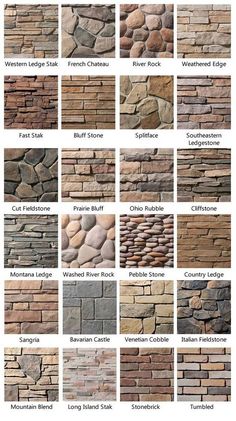 a bunch of different types of stone wallpapers in various colors and sizes, including brown