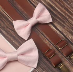 This tie/bow tie  is a Wedding Favorite ~it  is perfect for weddings or special occasions. Fabric: polyester Fabric Care: Dry-clean Only The default  ribbon of bow tie is white ribbon and the default color of suspenders is brown . If you want other colors, please remark in the note when you place order.   Return Policy: If you are unhappy with your item, be it damage, defect or otherwise, we will happily accept a return/exchange.  Returns must be unworn, unwashed, undamaged, and unaltered. Items Adjustable Pink Bow For Wedding, Pink Bowtie As Gift, Elegant Pink Adjustable Bow Tie, Elegant Adjustable Pink Bow Tie, Adjustable Pink Bow Tie, Pink Bow Tie As A Gift, Adjustable Pink Tie For Wedding, Classic Adjustable Pink Bow Tie, Adjustable Pink Bow Tie For Wedding