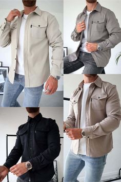 👔Button Down Shirt Jacket is produced to give a premium look and feel! Winter Solid Shirt With Pockets, Casual Long Sleeve Shirt With Flap Pockets, Casual Shirt With Single Breasted Lapel Collar, Casual Single Breasted Shirt With Lapel Collar, Winter Button-up Single Breasted Shirt, Winter Single Breasted Button-up Shirt, Winter Single-breasted Button-up Shirt, Shirt With Buttoned Pockets For Fall, Solid Shirt With Buttoned Pockets For Fall