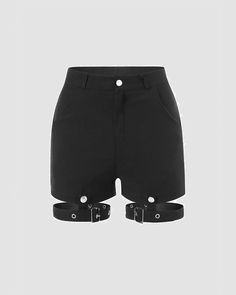 Details: Gothic buckle shorts with belt design
Skirt Length: Short
Materials: 95% Cotton + 5% Spandex