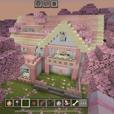 Minecraft Date Ideas, Girly Minecraft Houses, Cute Pink Minecraft House, Minecraft Pink House, Pink Minecraft Builds, Girly Minecraft Builds, Pink Minecraft House