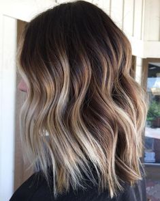 Dark Root Balayage Straight Hair, Brunette To Blonde Ombre Medium, Dark Brown Hair With Caramel Highlights Lob, Easy To Keep Up Hair Color, Balayage For Brown Hair Medium Length, Dark With Blonde Balayage, Bleached Tips Hair Brunettes, Cool Color Balayage, Brunette To Blonde Balayage Hair Medium