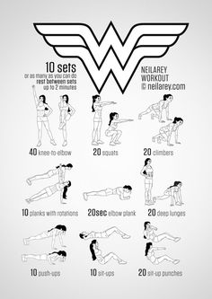 the wonder woman workout poster shows how to do it