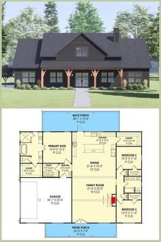 the floor plan for this ranch house is very large and has an open living area