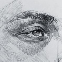 a pencil drawing of a person's eye