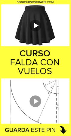 the instructions for how to sew a skirt in spanish and english, including an image of