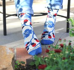 Completely unique and awseome designs by the Sock Panda . . #ladybugs #garden #artsocks #uniquedesign #sock #gift #giftformom #mondaymood #purple #womenfashion #november #sockfetish Sock Gift, Flower Socks, A Ladybug, Art Socks, The Flowers, In The Garden, Socks Women, Rubber Rain Boots