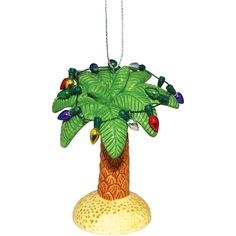 resin palm tree ornament with faux string lights Tropical Christmas Ornaments, Lights Hanging, Christmas Light Ornament, Tropical Christmas, Tree Trimming, Lights Christmas, Holiday Ornament, Christmas Is Coming, Tree Designs