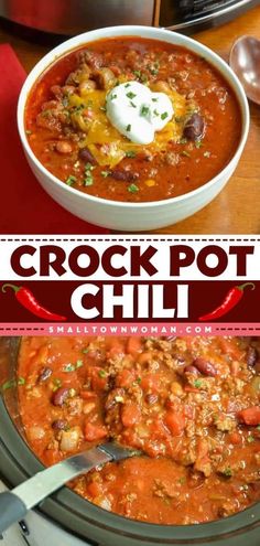 the crock pot chili recipe is ready to be eaten