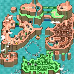 an old computer game map with several locations