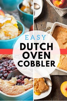 easy dutch oven cobbler recipe with peaches and blueberries