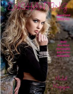 a magazine cover with a beautiful woman wearing pearls on her neck and long blonde hair