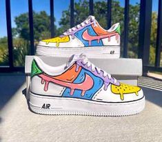 ad eBay - Nike Air Force 1 Custom Hand Painted Shoes Cartoon Drip Colorful Sneakers Art - Buy Now, click the link (eBay) Παπούτσια Nike Free, Wallpaper Nike, Buty Marki Nike, Painted Shoes Diy, Custom Sneakers Diy, Personaje Fantasy, Nike Air Force 1 Custom, Boty Nike, Custom Painted Shoes