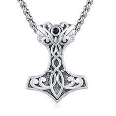 PRICES MAY VARY. VIKING NECKLACE DESIGNS: The Mjolnir hammer is one of the most powerful Norse symbols. Thor Hammer Necklace always renders wearers with strength to overcome hardship, bravery to encounter fear, and generosity to treat people around. EXQUISITE WORKMANSHIP: The Norse mythology gift is made of 925 sterling silver, free of nickel, cadmium, lead. Lasts for a lifetime of shine and is safe for hypoallergenic skin. PRODUCT SPECIFICATIONS: The size of the Mjolnir Pendant Necklace is 27*2 Thor's Hammer Mjolnir, Thor's Hammer Necklace, Mjolnir Pendant, Hammered Necklace, Vikings Gifts, Norse Symbols, Hammered Jewelry, Viking Necklace, Thors Hammer