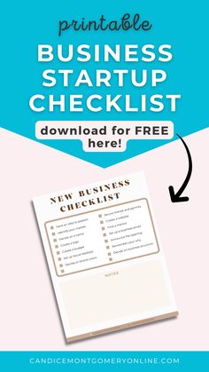 the printable business start up checklist is shown with an arrow pointing to it