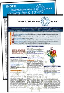 two pamphlets with information about technology grant for k - 12 news, including an article on technology grant