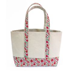 "Canvas tote bag with Liberty of London Tana Lawn trim \"D'anjo Pink\" Made with 18 oz canvas with sturdier seams that allows tote to stand on its own. One inner pocket with a open top. Can fit 13 inch mac book pro and other essential items. Size is 12.5\"W (bottom) / 11'H / 4.7\"D (32cm / 28cm / 12cm) Straps total length 19.7\"(50cm) Each tote bag is handmade at time of order. If you do not see the size or quantity you need in stock please message to see if we can accommodate your request. Cust Pink Tote Bag With Rolled Handles, Pink Bags With Rolled Handles For Daily Use, Pink Rectangular Bag With Rolled Handles, Square Bags With Rolled Handles For Daily Use, Daily Use Square Bag With Rolled Handles, Rectangular Canvas Bag With Rolled Handles For Daily Use, Rectangular Cotton Shoulder Bag With Rolled Handles, Cotton Bags With Rolled Handles For Daily Use, Handmade Tote Bag