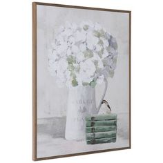 a painting of white flowers in a vase