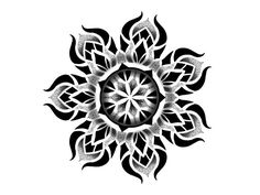 a black and white drawing of a flower with many leaves on it's petals