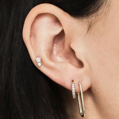 Gaia Threaded Flat Back Earring in Silver | Maison Miru Modern Hoop Earrings, Lobe Piercings, Needle Earrings, Cartilage Piercings, Oval Hoop Earrings, Safety Pin Earrings, Flat Back Earrings, Titanium Earrings, Open Hoop Earrings