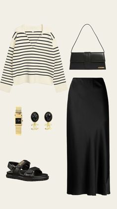 Outfits With Black Skirt Long, Purple Jumper Outfit, Black Modest Outfits, Satin Skirt Outfit, Stile Hijab, Mode Zara