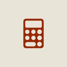 a red calculator on a beige background with white dots in the middle and bottom half