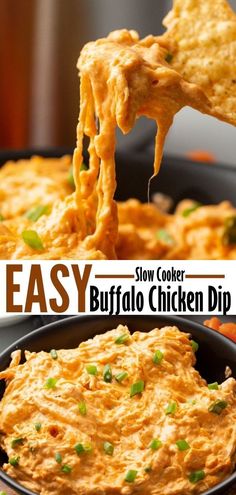 easy slow cooker buffalo chicken dip is an appetizer that's ready in less than 30 minutes