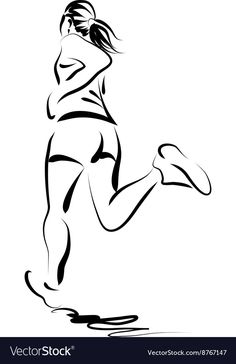 a running woman in black and white outlines on a white backgroung