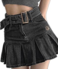 Pleated Denim Mini Skirt, Skirt With Buckle, Pleated Denim, Street Y2k, Mini Skirt Black, 2023 Fashion, Skirts Online, Fall 2023, Strap Design