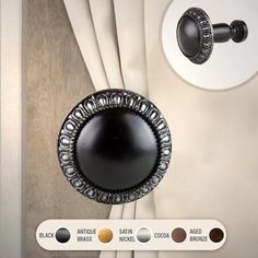 an image of a black round curtain knob