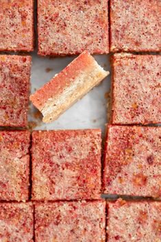 strawberry lemon bars on a baking sheet Brown Butter Shortbread, Strawberry Lemon Bars, Strawberry Bars, Butter Shortbread, Small Batch Baking, Tart Filling, Dried Lemon, Shortbread Crust, Butter Cookies Recipe