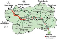 a map of the region of mont - cervin in france with roads and major cities