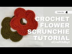 crochet flower scrunchie with the words crochet flower on it